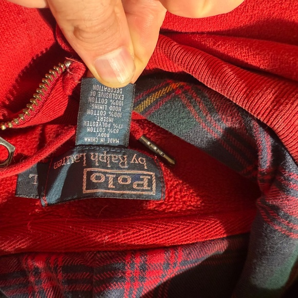 Large Men’s Red Ralph Lauren Polo Zip Up Sweater with Hoodie - Picture 6 of 6